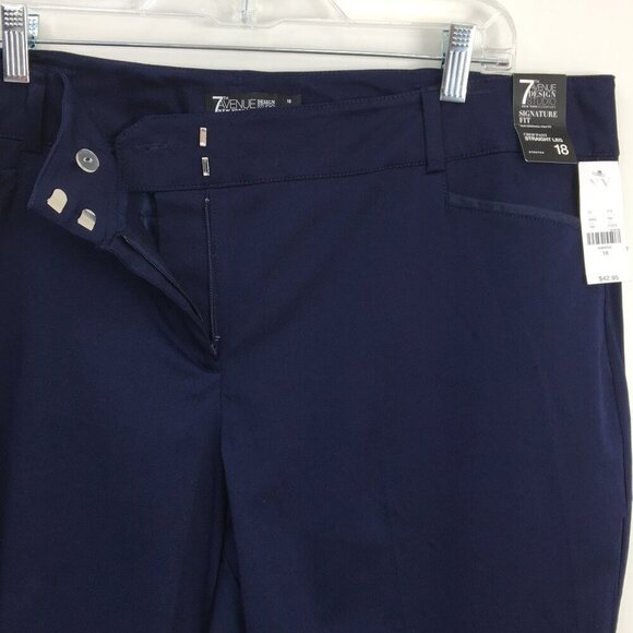 New York & Co 7th Avenue Design Studios Signature Fit Crop Navy Dress pant Sz 18 - Picture 2 of 7